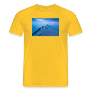 Blue hour on the west beach - Men's T-Shirt - yellow - Front - AI Model Male 178 dark (178cm)
