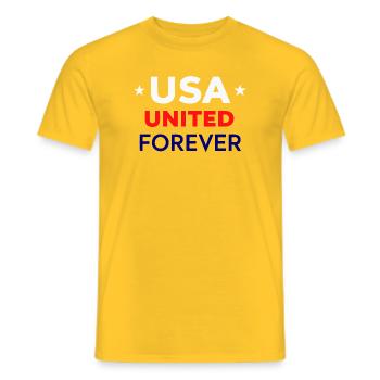 USA United voor altijd - Heren T-shirt - geel - Voor - AI Model Male 178 dark (178cm)