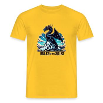 Drachenhimmel über Bergkette - Männer T-Shirt - Gelb - Vorne - AI Model Male 178 dark (178cm)