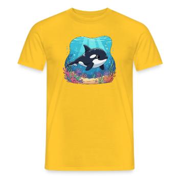 Underwater Orca in the Coral Reef - Men's T-Shirt - yellow - Front - AI Model Male 178 dark (178cm)