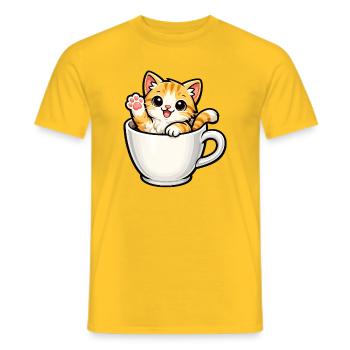 Un chaton dans un gobelet - T-shirt homme - jaune - Devant - AI Model Male 178 dark (178cm)