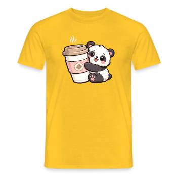 KaffeePanda Cuddly Hero - Men's T-Shirt - yellow - Front - AI Model Male 178 dark (178cm)