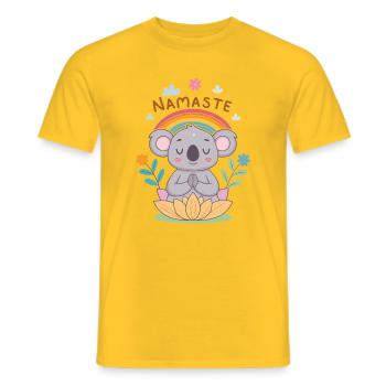 Koala Namaste Zen Regenbogen - Männer T-Shirt - Gelb - Vorne - AI Model Male 178 dark (178cm)