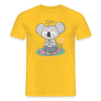 Koala Zen sur Lotus - T-shirt homme - jaune - Devant - AI Model Male 178 dark (178cm)