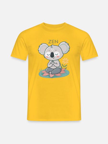 Zen Koala on Lotus - Men's T-Shirt - yellow