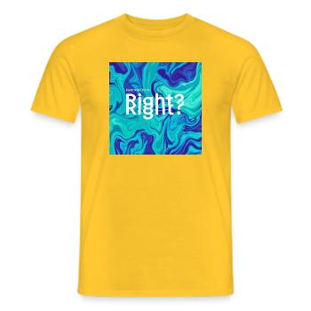 Right? Marbled Blues Typography - Men's T-Shirt - yellow - Front - AI Model Male 178 dark (178cm)