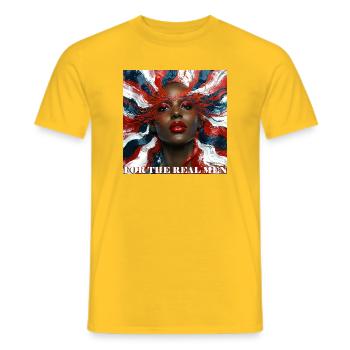For_The_Real_Men - T-shirt homme - jaune - Devant - AI Model Male 178 dark (178cm)