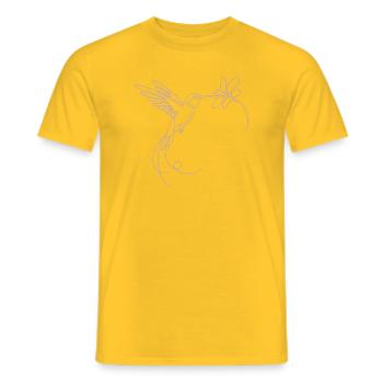 Minimalist Hummingbird Silhouette Bird Flying - Men's T-Shirt - yellow - Front - AI Model Male 178 dark (178cm)