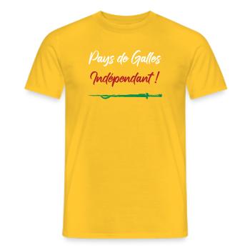 Pays de Galles Indépendant ! Perceval - T-shirt homme - jaune - Devant - AI Model Male 178 dark (178cm)