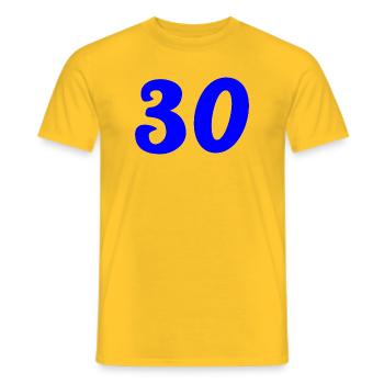 30. 30 ANS. 30e ANNIVERSAIRE. ANNIVERSAIRE 30 ANS. - T-shirt homme - jaune - Devant - AI Model Male 178 dark (178cm)