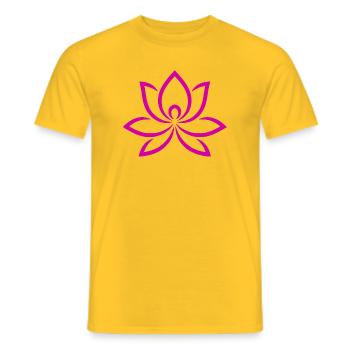 Flowing lotus flower in pink - Men's T-Shirt - yellow - Front - AI Model Male 178 dark (178cm)