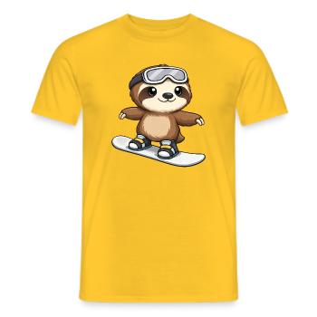 Cute Sloth Snowboard Winter Winter Sports - Men's T-Shirt - yellow - Front - AI Model Male 178 dark (178cm)