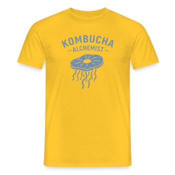 Minimalist Kombucha Alchemist Fermentation - Men's T-Shirt - yellow - Front - AI Model Male 178 dark (178cm)
