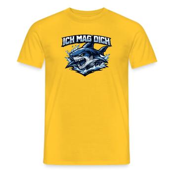 Böser Hai Motiv - Ich mag dich - Männer T-Shirt - Gelb - Vorne - AI Model Male 178 dark (178cm)