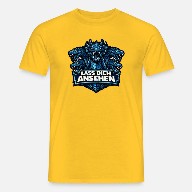 Sagengestalt Hydra mit Spruch: Lass dich ansehen - Männer T-Shirt - Gelb