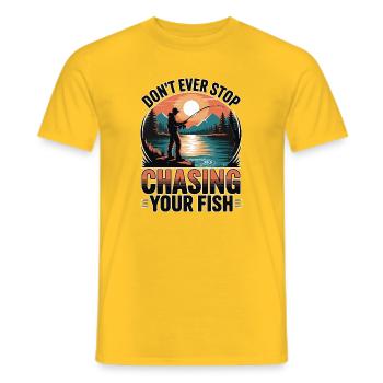 Don't Ever Stop Chasing Your Fish - Men's T-Shirt - yellow - Front - AI Model Male 178 dark (178cm)