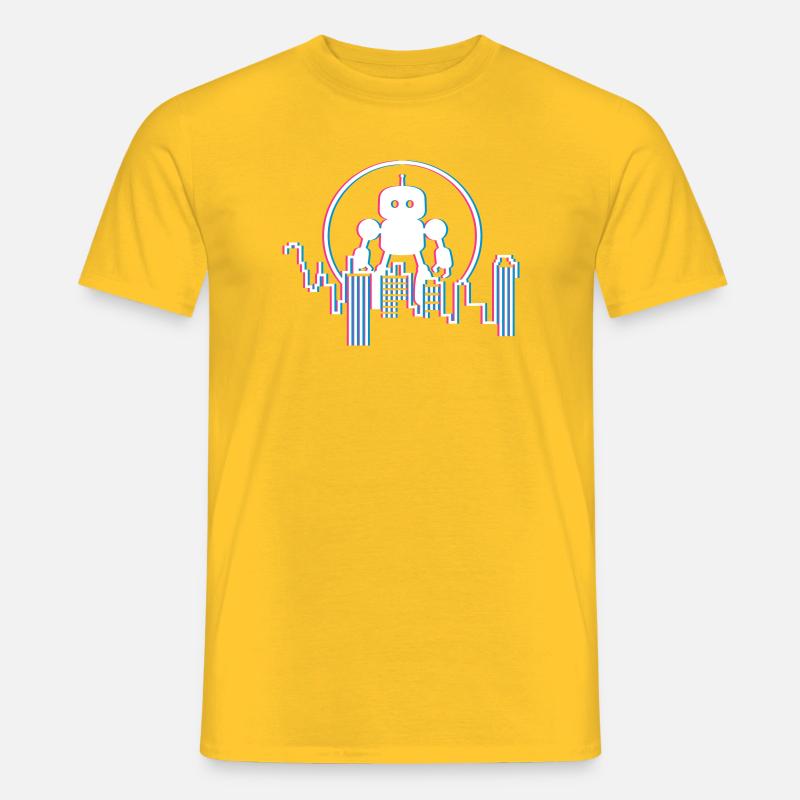 Robot City Skyline – 3D Sci-Fi Future Design - Men’s T-shirt - yellow