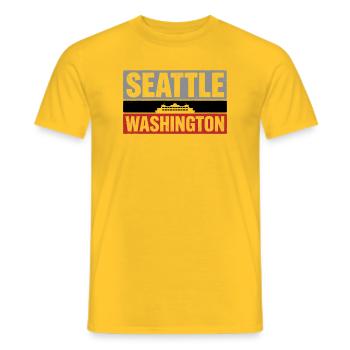 Seattle Washington Ferry Vintage-Reisesouvenir - Männer T-Shirt - Gelb - Vorne - AI Model Male 178 dark (178cm)
