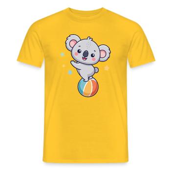 Koala-Jongleur auf bunter Ballon - Männer T-Shirt - Gelb - Vorne - AI Model Male 178 dark (178cm)