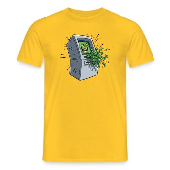 Gieriger Geldautomat Cartoon - Männer T-Shirt - Gelb - Vorne - AI Model Male 178 dark (178cm)