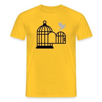 Birdcage Liberté Ouverte - T-shirt homme - jaune - Devant - AI Model Male 178 dark (178cm)