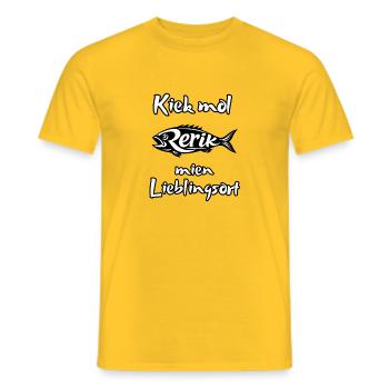 Kiek mol Rerik Lieblingsort - Männer T-Shirt - Gelb - Vorne - AI Model Male 178 dark (178cm)