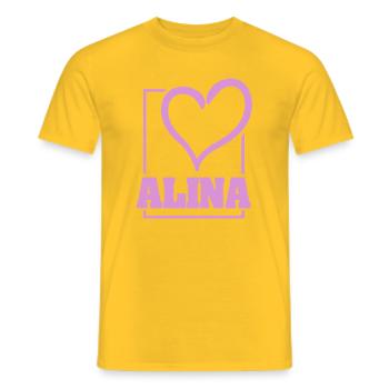 Cadeau pour Alina - T-shirt homme - jaune - Devant - AI Model Male 178 dark (178cm)