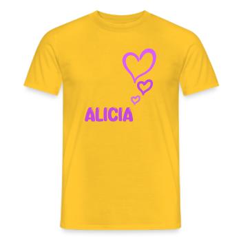 Alicia als Name - Männer T-Shirt - Gelb - Vorne - AI Model Male 178 dark (178cm)
