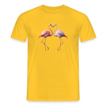 Duo Cœur de flamant rose - T-shirt homme - jaune - Devant - AI Model Male 178 dark (178cm)