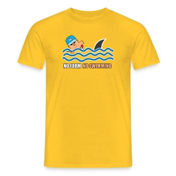 Dessin animé sans forme : pas de natation - T-shirt homme - jaune - Devant - AI Model Male 178 dark (178cm)
