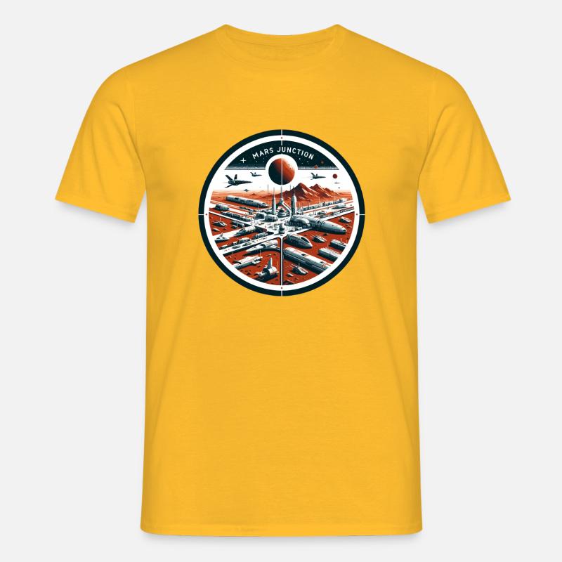 Mars Junction Raumhafen Patch - Männer T-Shirt - Gelb