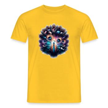 Astral Peacock Cosmos - Men's T-Shirt - yellow - Front - AI Model Male 178 dark (178cm)