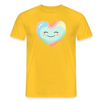 Arc-en-ciel souriant au cœur pastel - T-shirt homme - jaune - Devant - AI Model Male 178 dark (178cm)