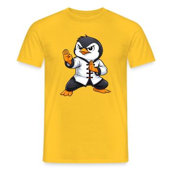 Kämpfender Pinguin Kung Fu Kampfkunst Traditionell - Männer T-Shirt - Gelb - Vorne - AI Model Male 178 dark (178cm)