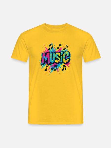 Bunte Musik Popmusik Noten - Männer T-Shirt - Gelb