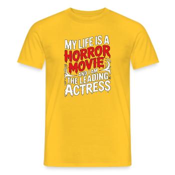Ma vie est un film d’horreur - Halloween - T-shirt homme - jaune - Devant - AI Model Male 178 dark (178cm)