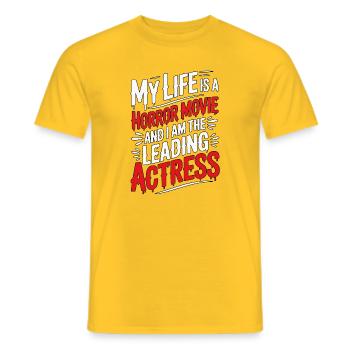 Ma vie est un film d’horreur - Halloween - T-shirt homme - jaune - Devant - AI Model Male 178 dark (178cm)