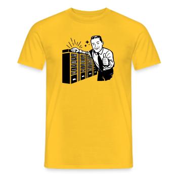 Retro IT Admin Smiling – Vintage Tech Support - Men's T-Shirt - yellow - Front - AI Model Male 178 dark (178cm)