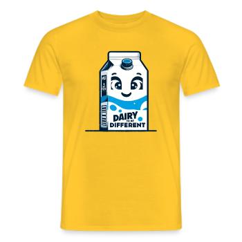 Milk carton face – be different - Men's T-Shirt - yellow - Front - AI Model Male 178 dark (178cm)