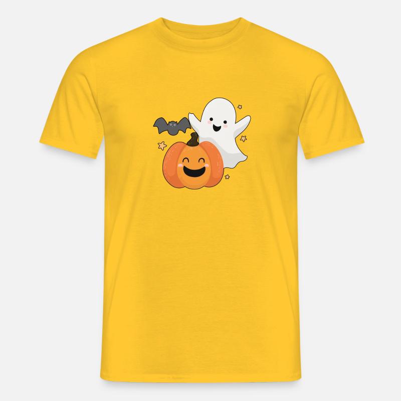 Fun ghost, pumpkin and bat - Men's T-Shirt - yellow