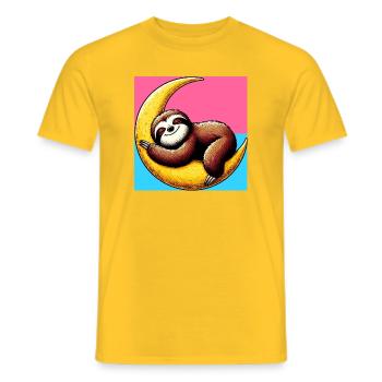 Sloth sleeps on the Moon - Men's T-Shirt - yellow - Front - AI Model Male 178 dark (178cm)