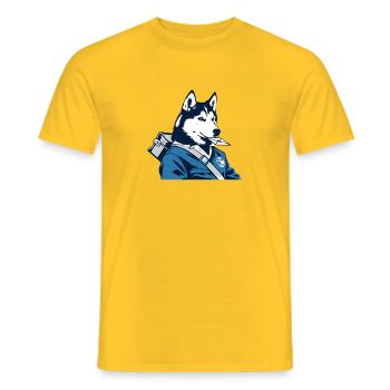 Husky Postman Blue Outfit - Men's T-Shirt - yellow - Front - AI Model Male 178 dark (178cm)
