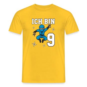 Je suis 9 Ninja, 9e anniversaire Blue Karaté - T-shirt homme - jaune - Devant - AI Model Male 178 dark (178cm)