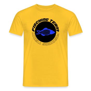 Fishing Team - Men's T-Shirt - yellow - Front - AI Model Male 178 dark (178cm)