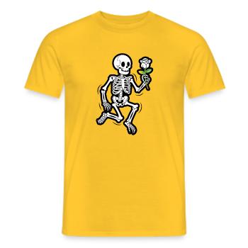 Dancing Skeleton with Rose Funny Halloween - Men's T-Shirt - yellow - Front - AI Model Male 178 dark (178cm)