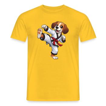 Beagle Hund Kampfsport Karate Japanisch Tradition - Männer T-Shirt - Gelb - Vorne - AI Model Male 178 dark (178cm)