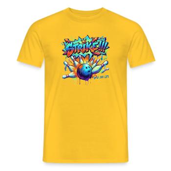 Bowling Strike Graffiti Retro Sports Art Tee - T-shirt homme - jaune - Devant - AI Model Male 178 dark (178cm)