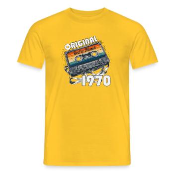 56th Birthday Gift Husband Wife March 1970 - Men's T-Shirt - yellow - Front - AI Model Male 178 dark (178cm)
