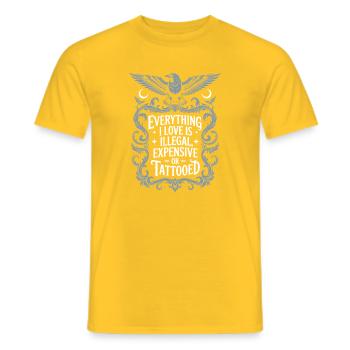 Everything I Love Is Tattooed Tätowiert Tattoo - Men's T-Shirt - yellow - Front - AI Model Male 178 dark (178cm)