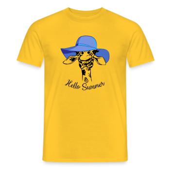 Bonjour Girafe d’été Chappeau de soleil bleu design animalier - T-shirt homme - jaune - Devant - AI Model Male 178 dark (178cm)